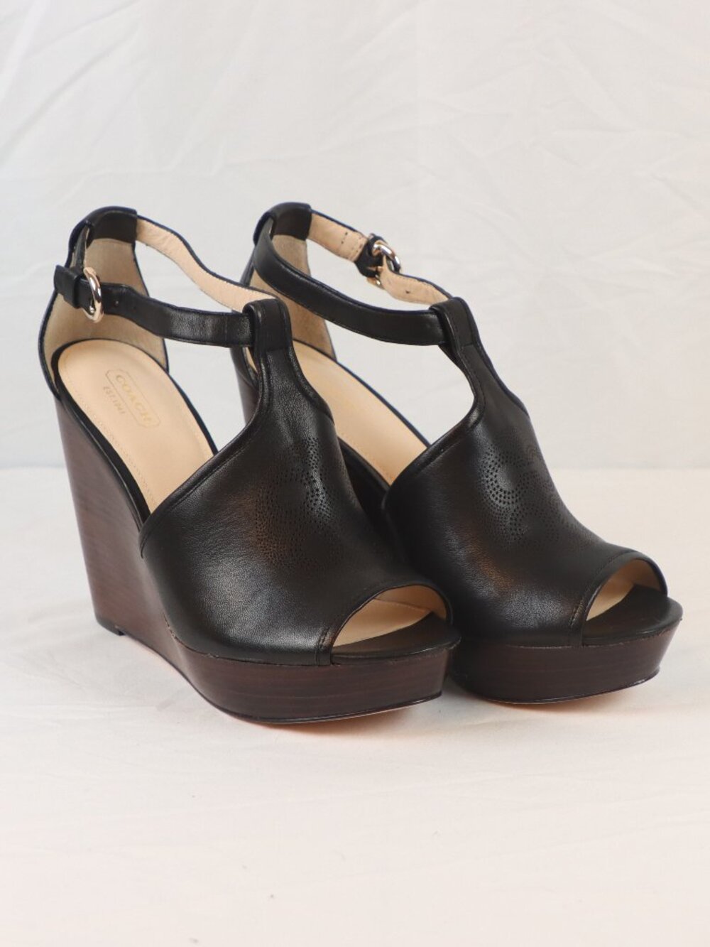 Coach Size 9 Black Platform Wedges